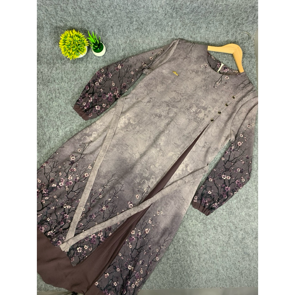 Gamis kringkle airflow dewasa motif bunga bunga