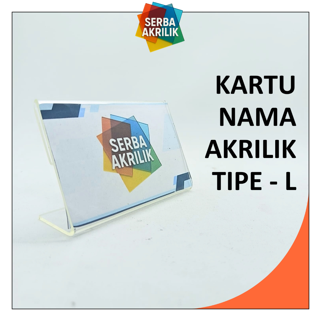 

Papan Nama Akrilik Stand / Display Meja Kantor Bisnis Kartu Name Tag Tipe L