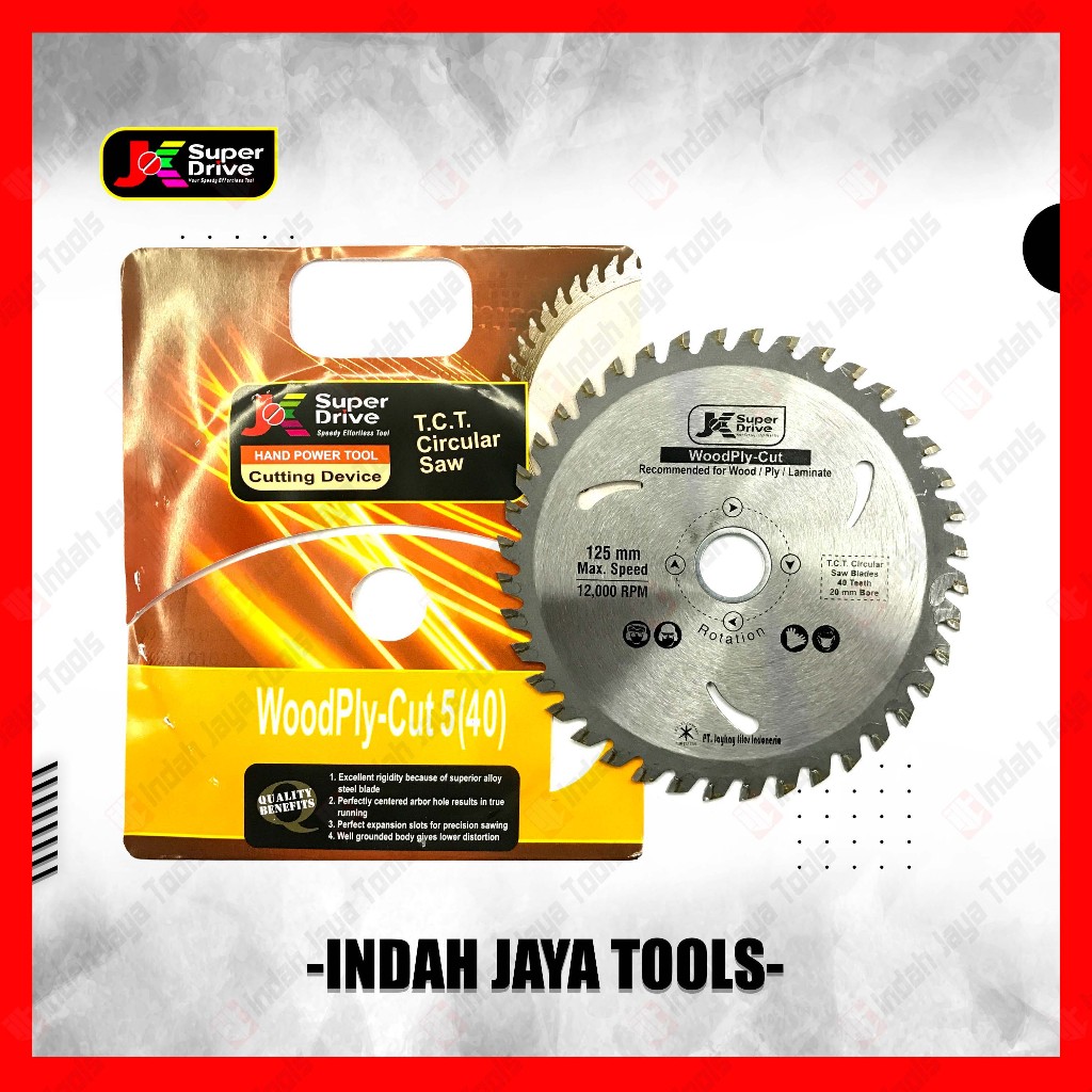JK SUPER DRIVE TCT Circular Saw 5 inch x 40T - Mata Pisau Potong Kayu Gergaji Wood Cutting Woodply C