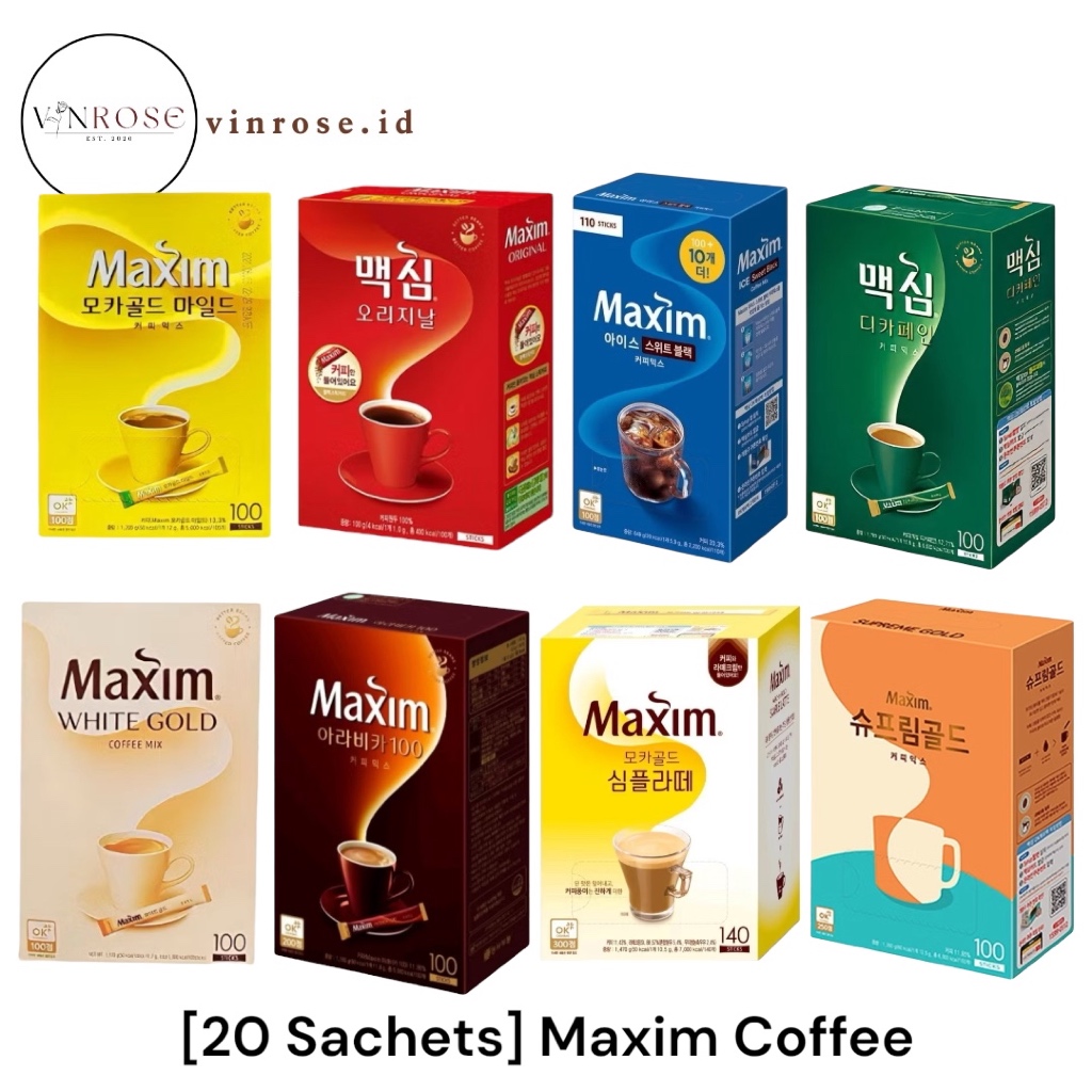 

[20 Sachet] Maxim Mocha Gold/ Original/ White Gold/ Supreme Gold/ Decaf/ Simple Latte Kopi Korea