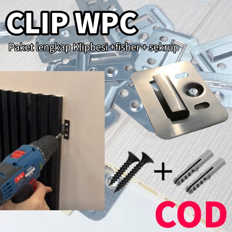 100PCS Clip Wood Pannel  WPC /Braket dan Sekrup Panel WPC / Klip Panel WPC // Klip Panel WPC / Brake