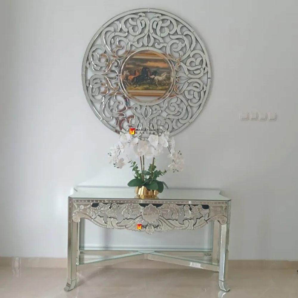 Cermin bulat dekorasi dinding gantung ukir cermin dekorasi hiasan ruang tamu