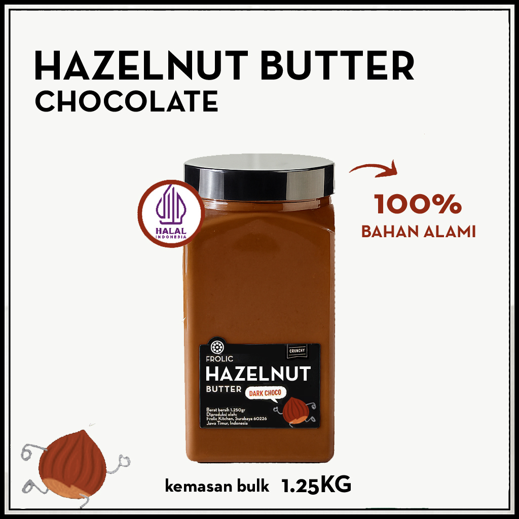 

FROLIC Hazelnut Butter Chocolate - Selai Kacang Hazelnut Alami Bulk Food Service Kiloan 1.25 Kg Olesan Roti Bahan Topping Bakery Gelato