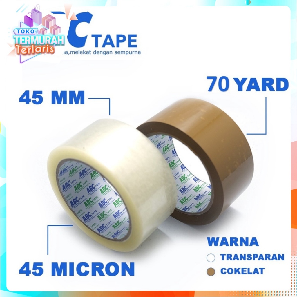 

TTT Lakban Bening 45MM Merk ABC TAPE Lakban Coklat Murah