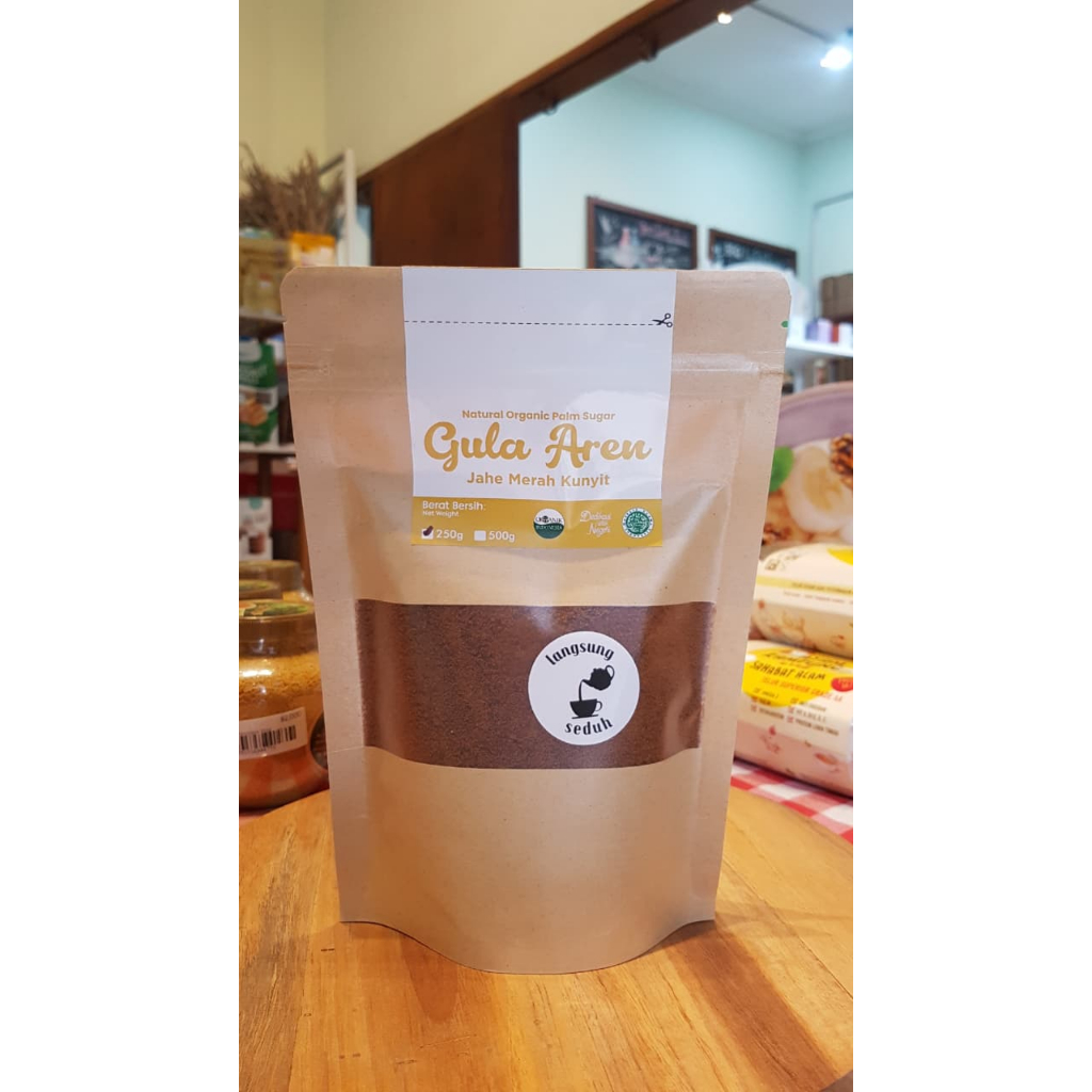 Natural Gula Aren Jahe Merah Kunyit (250g) | Gula Aren Jahe Merah dan Kunyit Serbuk untuk Kesehatan 