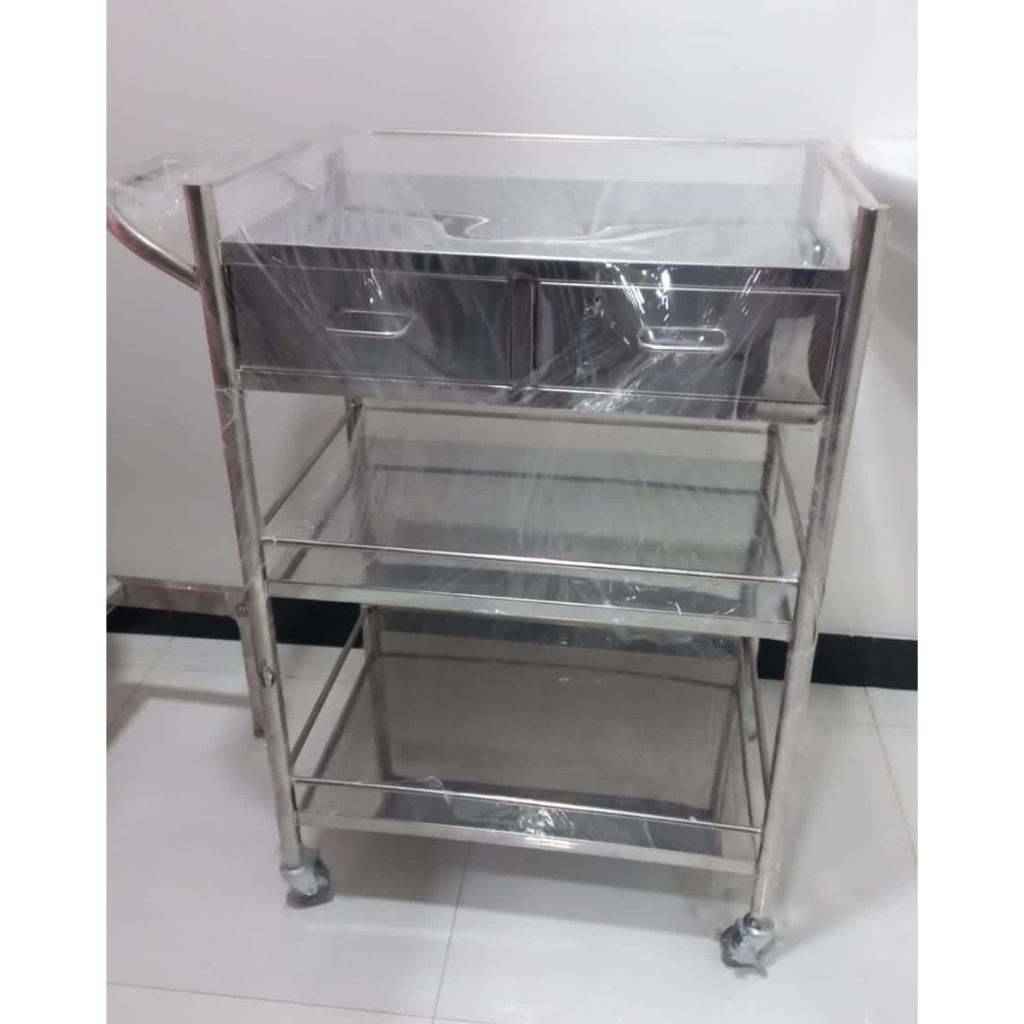 Trolley Instrumen Troli Instrumen 3 Rak Susun Laci Bahan Stainless | Meja Instrumen 3 Rak Susun Laci