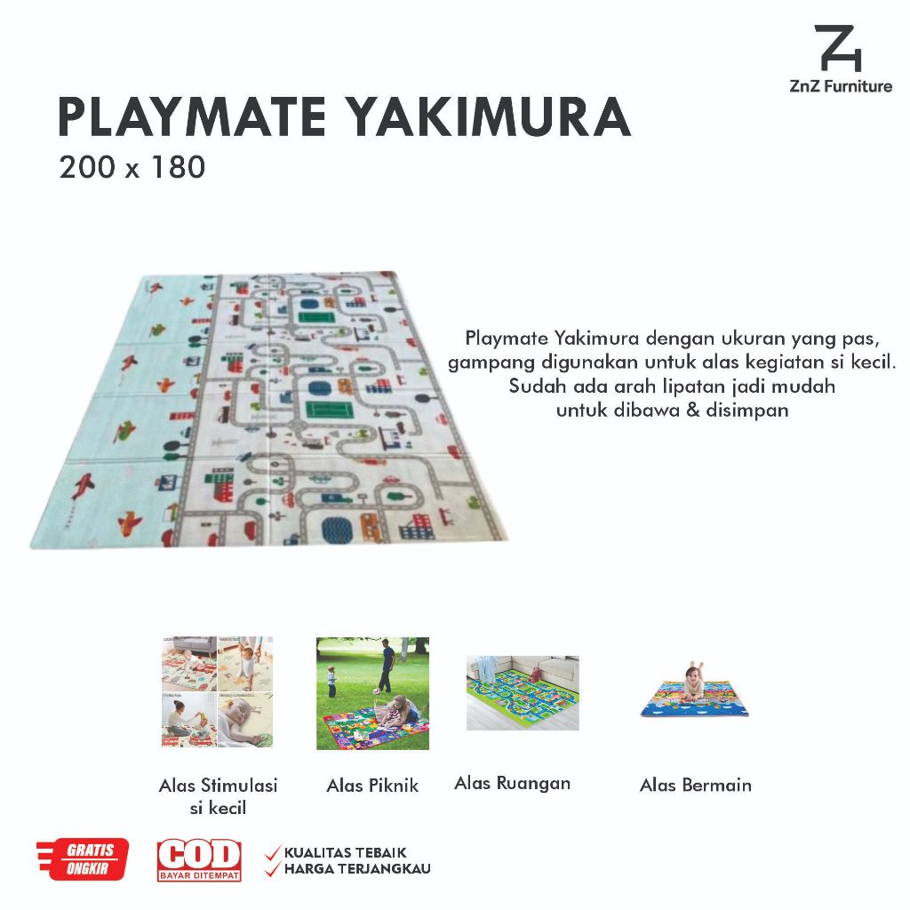 YAKIMURA - PLAYMATE UK. 180 x 200 / TIKAR LIPAT ANAK / PLAYMATT YAKIMURA / PLAYMATE BABY