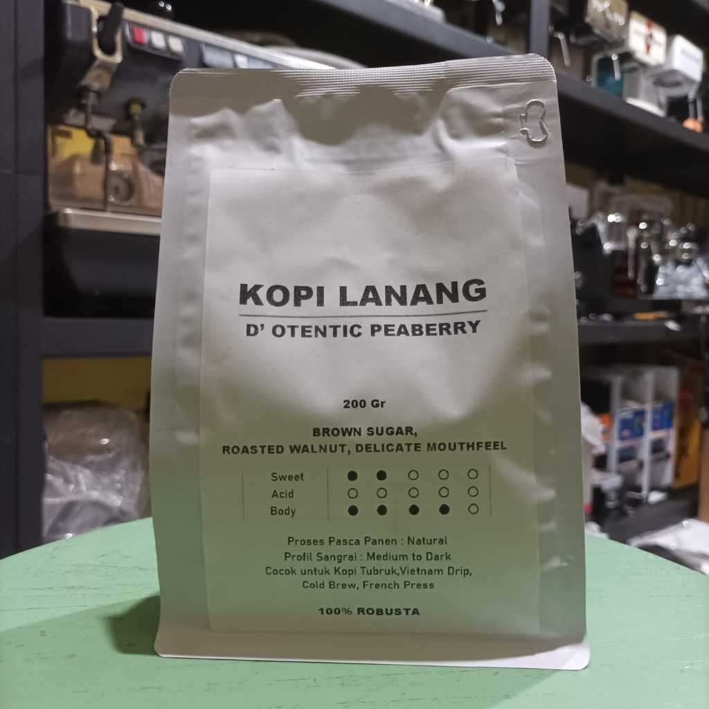 

Biji Kopi Robusta 200 gram Kopi Lanang Peaberry O'tentic Roast Bean Biji Kopi Tunggal