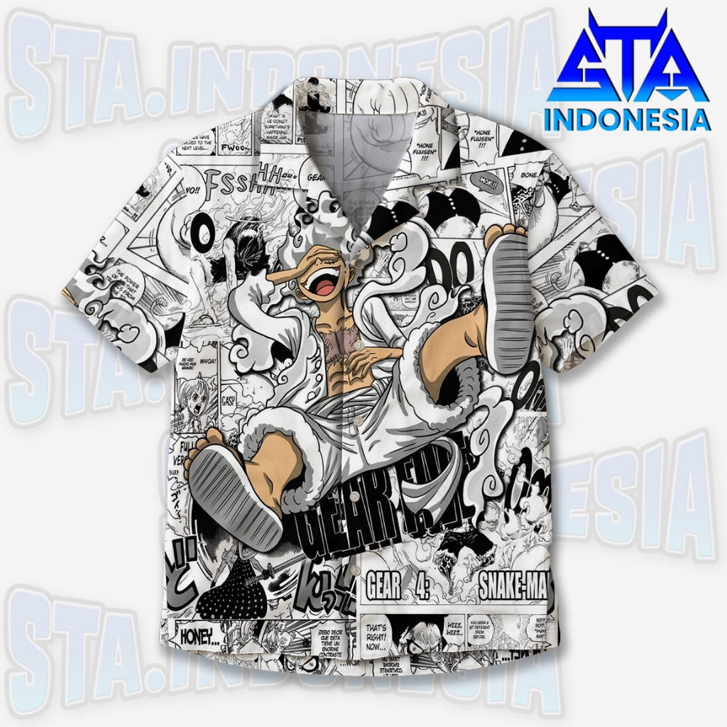 STA Kemeja One Piece Luffy Gear 5 - Kemeja Hawaiian Unisex Anime Manga Casual | ST-185