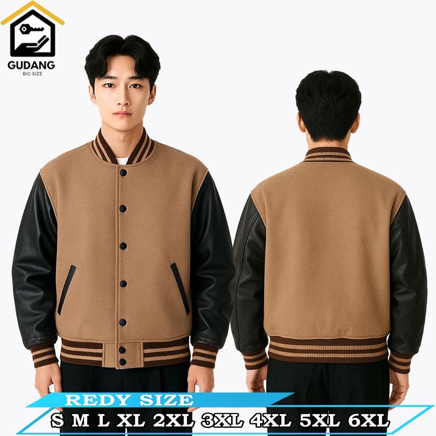 Jaket Baseball Varsity Pria Wanita Oversize Kombinasi Kulit Oscar Varsity Baseball Jackets Lengan Ko