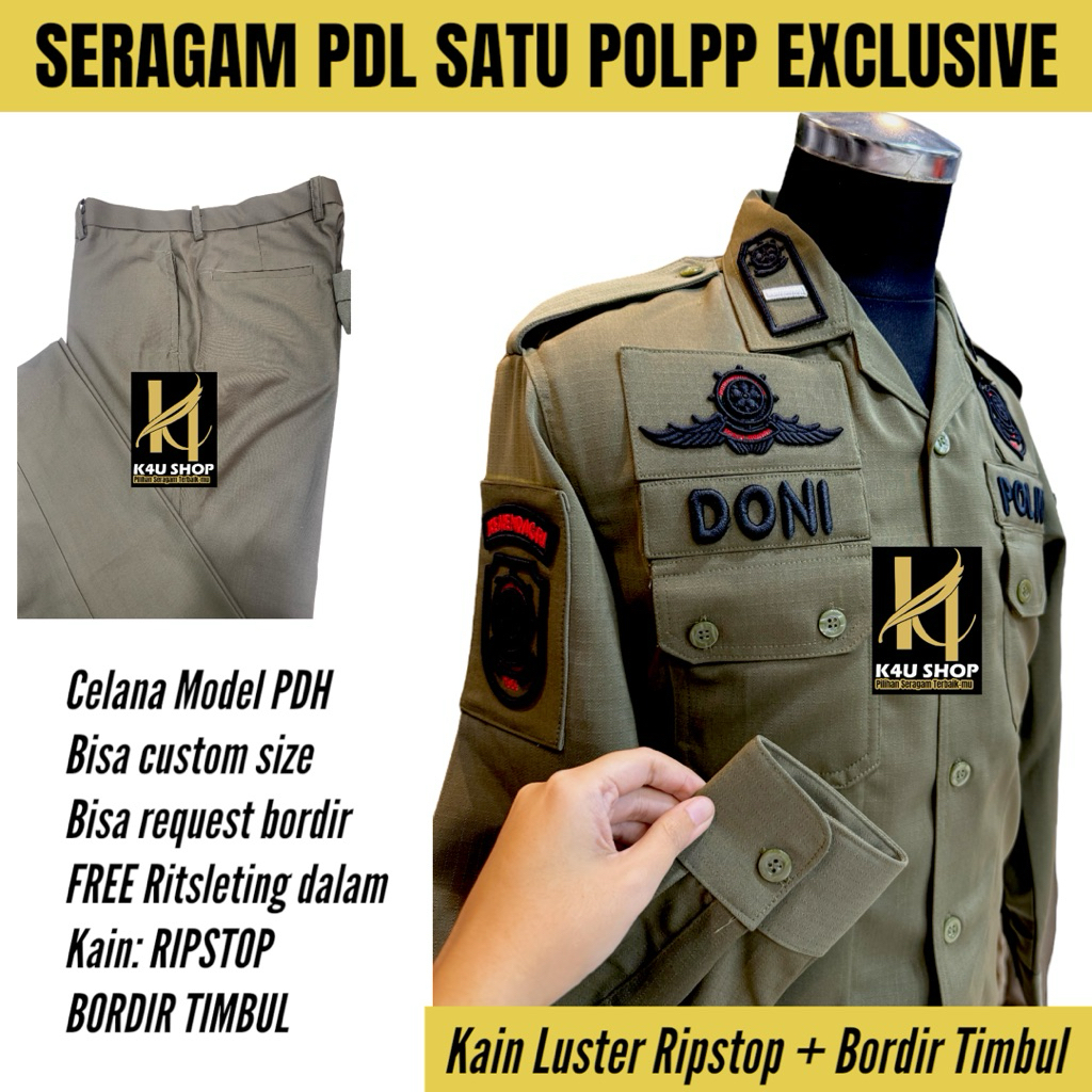 K4u Shop Seragam PDL 1 POL PP Exclusive Bordir Timbul
