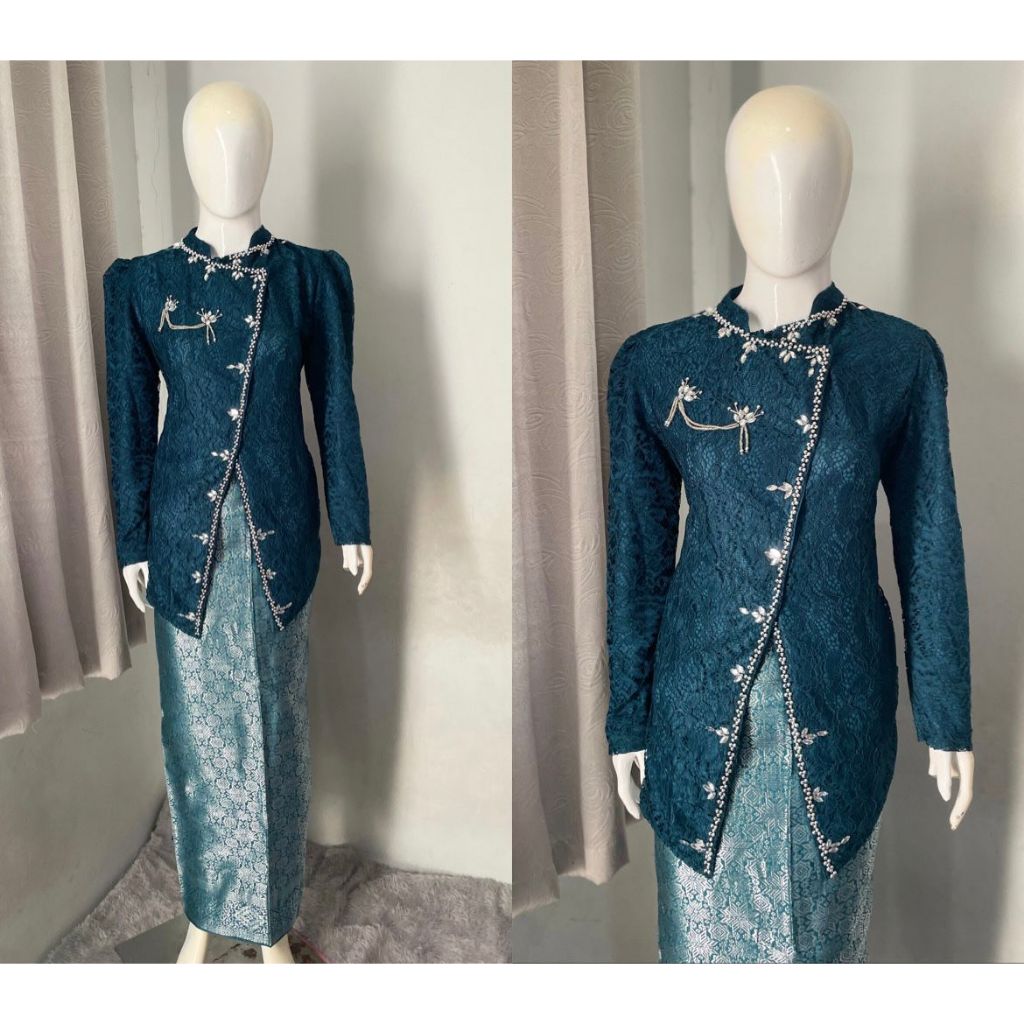 Kebaya lengan panjang model janggan/Kebaya Modern/Kebaya Janggan Payet/Tunik Brokat Payet/Kebaya Wis