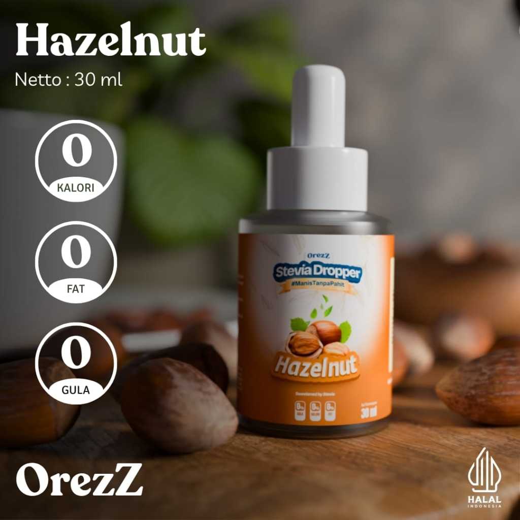 

Stevia OREZZ Sweetener Dropper Tetes SUGAR FREE 30 ml dan 10 ml Rasa Hazelnut Pemanis Alami Pengganti Gula 0 Kalori 0 Gula