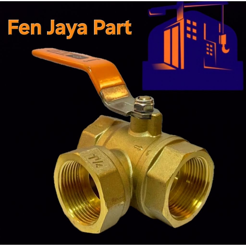 Ball Valve Kitz 3 way 1 InchKuningan / Brass Valve kitz kuningan
