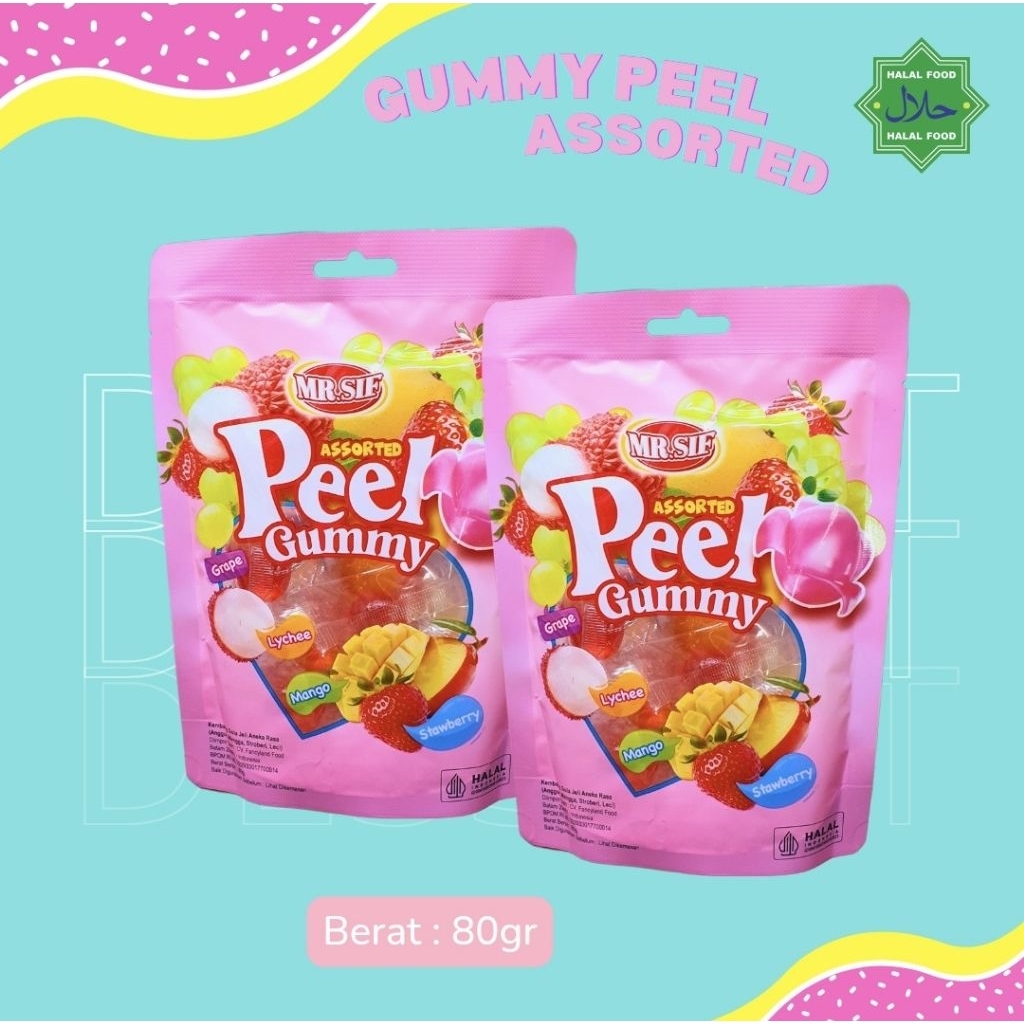 

gummy peel assorted 80gr