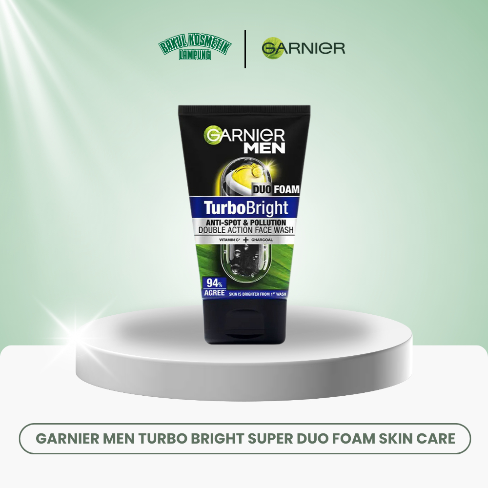 Garnier Men Turbo Bright Super Duo Foam Skin Care (Perawatan Pria Untuk Wajah Kusam)