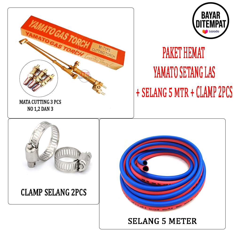 YAMATO Gas Torch Blender Las Potong Type M Set 3 Mata + Selang Las Double Untuk Las Karbit Acetylene