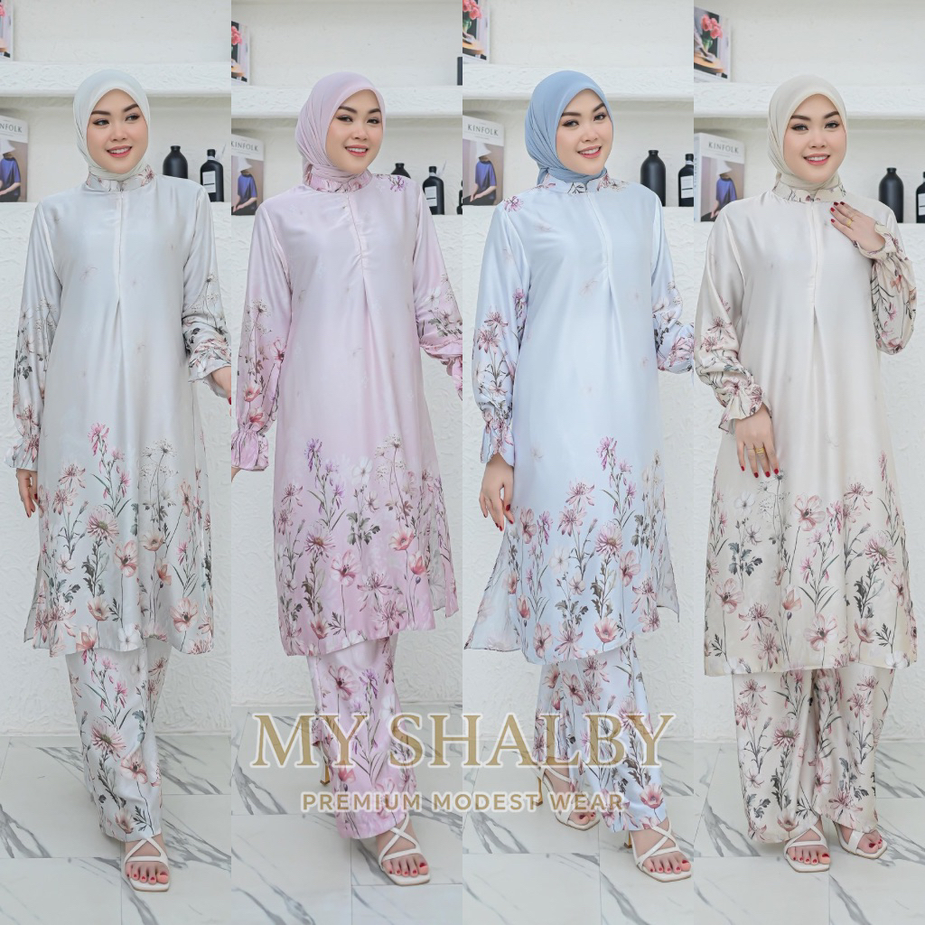 Myshalby - Essie Baju Kurung One Set Celana Silk Premium by Iluna