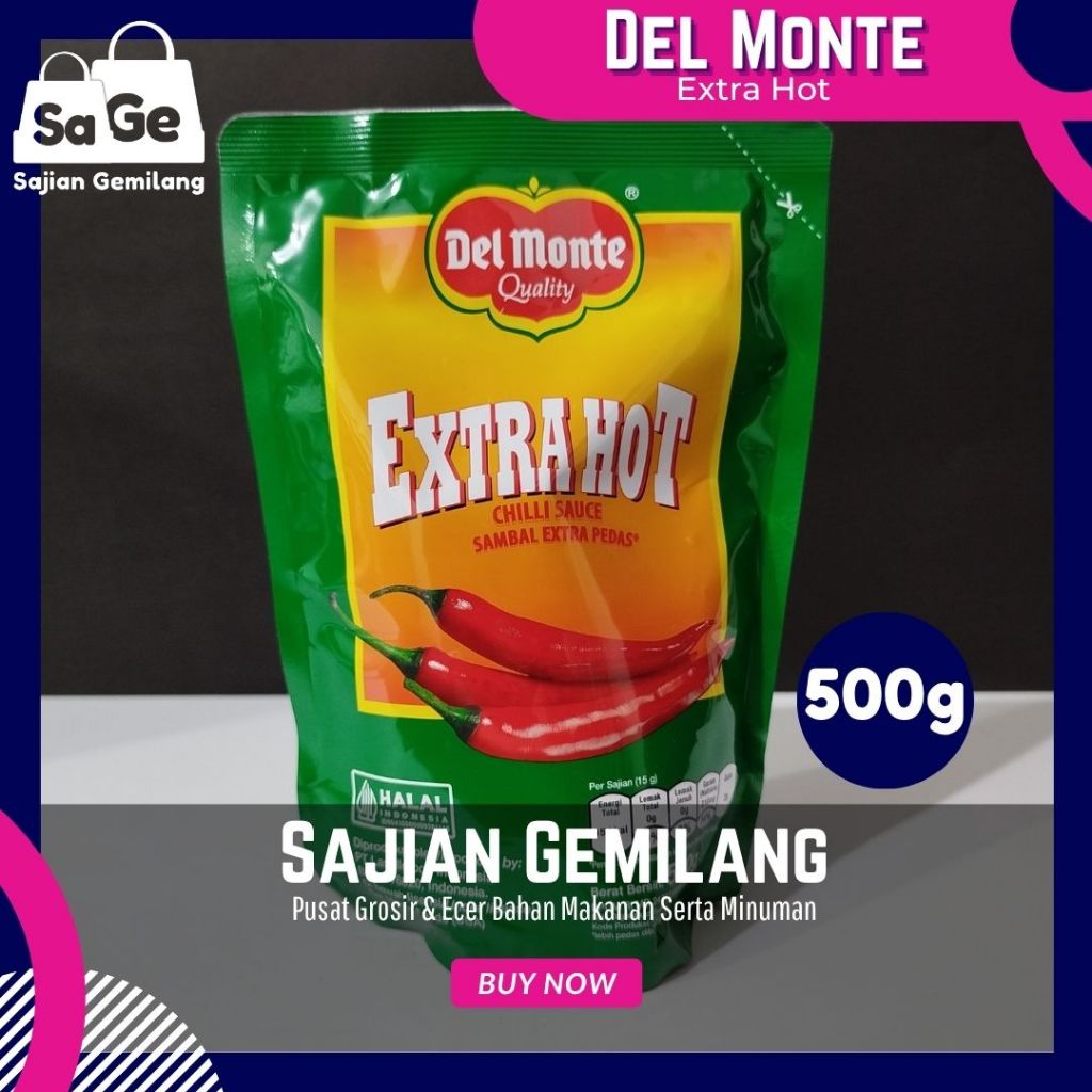 

[TURUN HARGA] Del Monte Extra Hot Saus Sambal 500gr - Pedas Kental Ekonomis - Grosir Sajian Gemilang