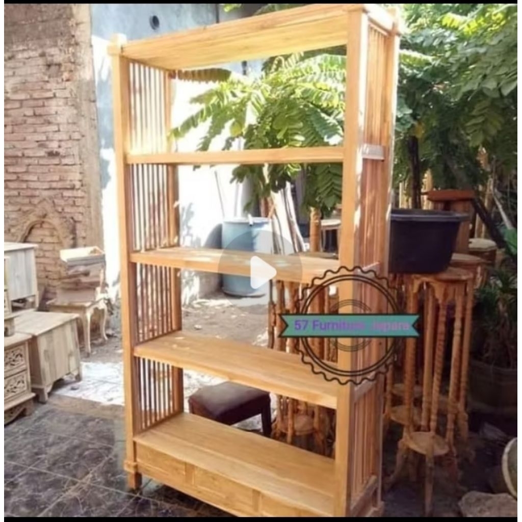 Custom Rak Buku Kayu Jati Jepara