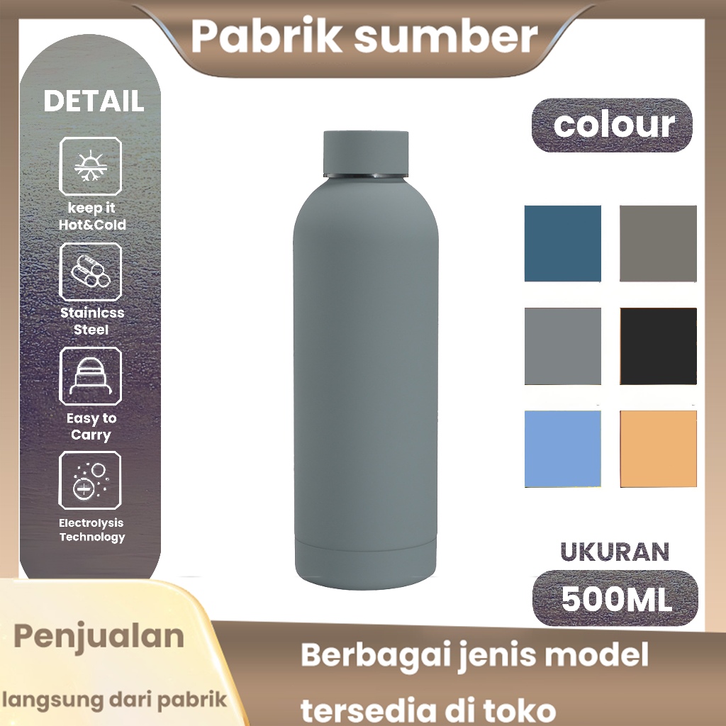 Termos Botol Minum Tumbler Stainless Steel Vacuum Flask Warna Deep Ocean 500ml