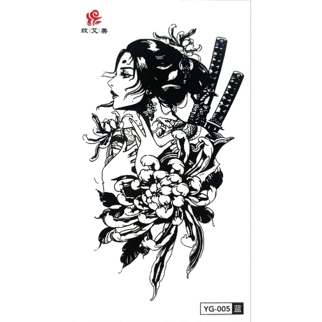 [COD] Tatto UV/Ultraviolet Wanita Sahmurai kode YG-005 | Tatto Tempel Keren di Dada Lengan Tangan | 