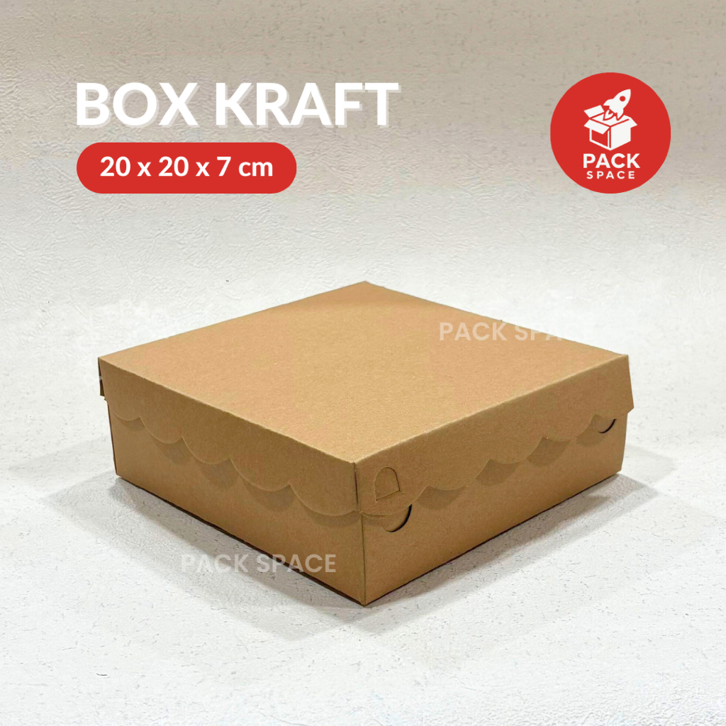 

Box Kraft RENDA Box Kue Dus Coklat Kotak Packing Nasi Kotak Kue Roti Snack 20x20x7 cm