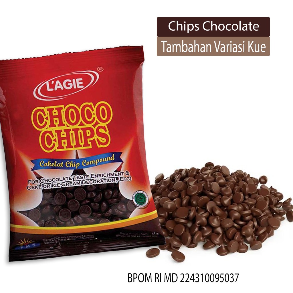 

Chips Chocolate Toping coklat chips BEST SELLER Toping Hiasan Kue Roti Cake Pancake pisang keju brownies es krim dll Tahan panas tidak mudah meleleh ~ Choco Chips Lagie 45g