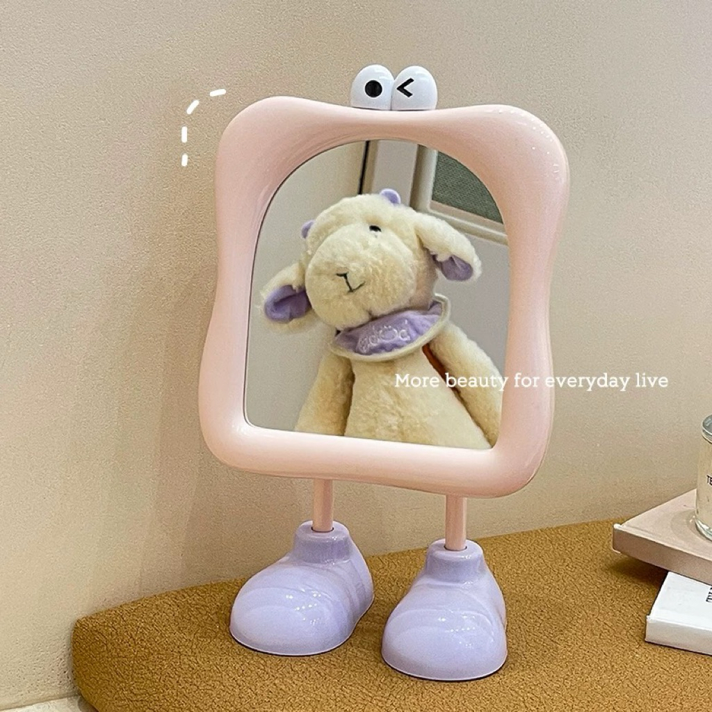 PREORDER Cermin rias ins lucu asrama mahasiswa portabel cermin kecil HD kantor desktop cermin rias b