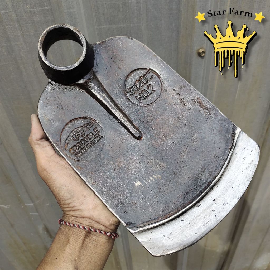 Cangkul Cap CROCODILE Sambung Wojo Kolongan Bulat - Cangkul Sawah Super Tajam Anti Lengket - Cangkul