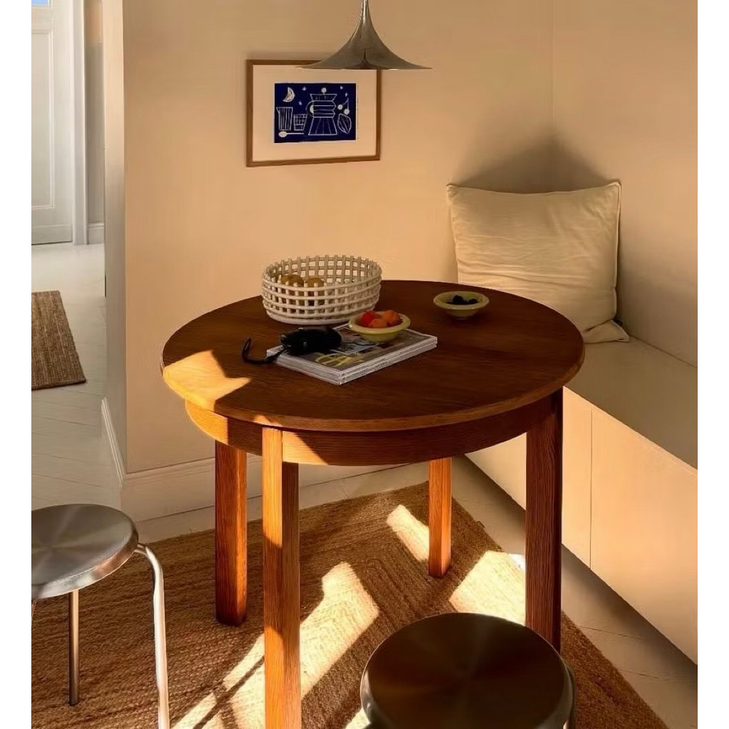 MEJA BULAT 4 KAKI KOTAK cafe resto resort hotel rumah makan minimalis retro japandi korea vintage