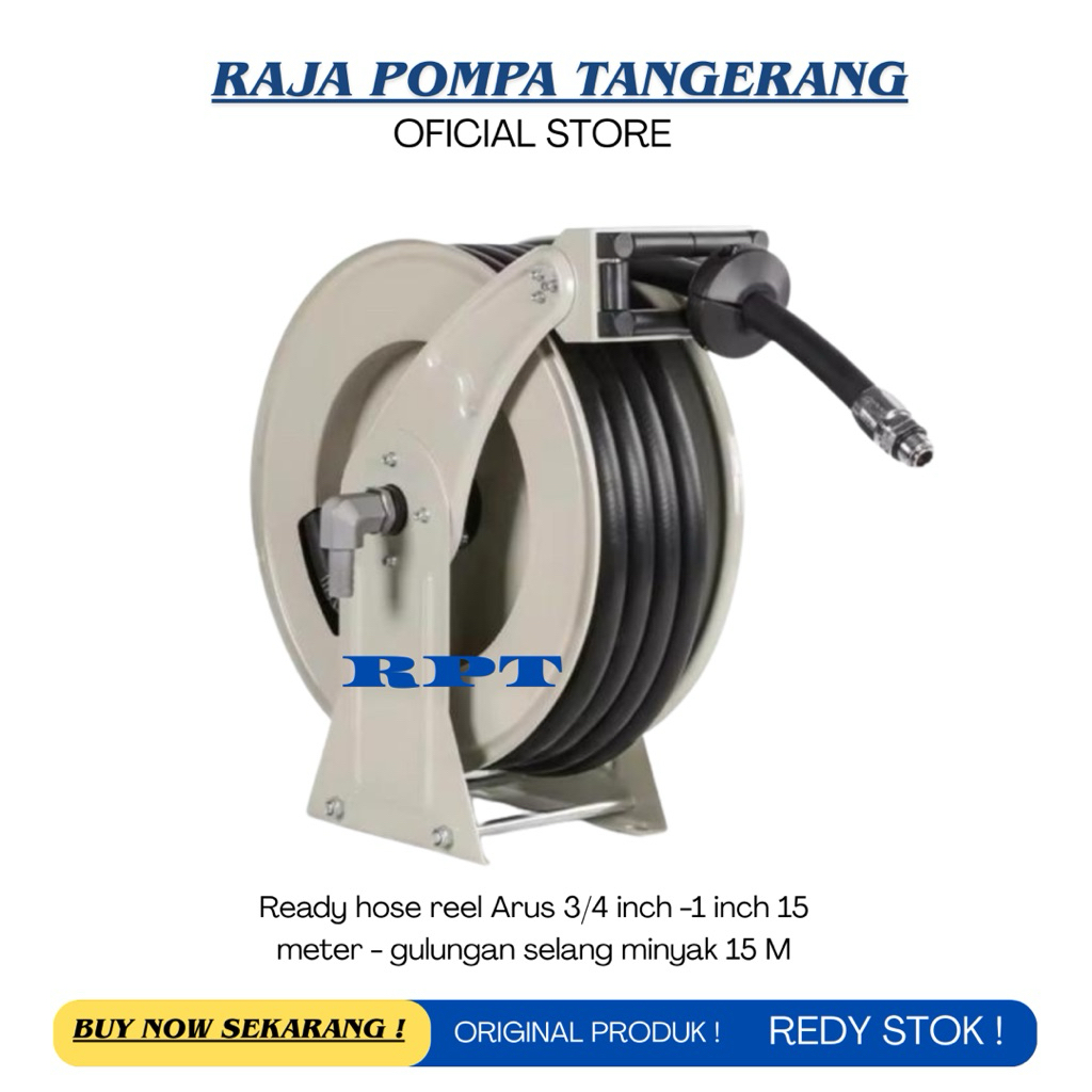 HOSE REEL GULUNGAN SELANG BBM 1" INCH GOLDEN POWER JAPAN HOSE 15METER HOSE REEL OIL 1"INCH