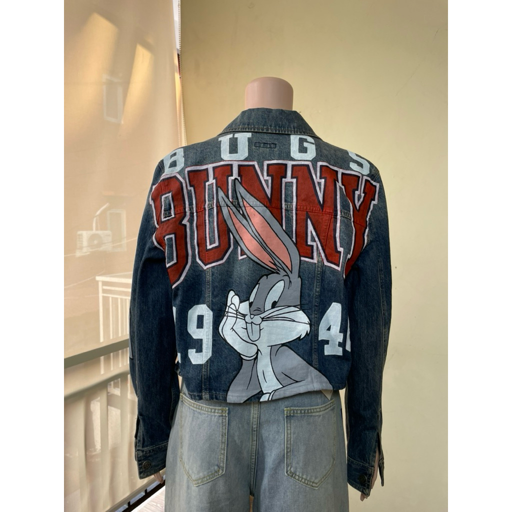 jaket jeans denim lukis painting looney tunes art bugs bunny