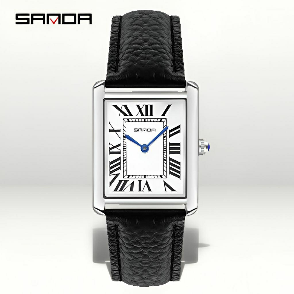 SANDA 1108L - Jam Tangan Tank Sanda - pergerakan quartz, baja nirkarat, kulit