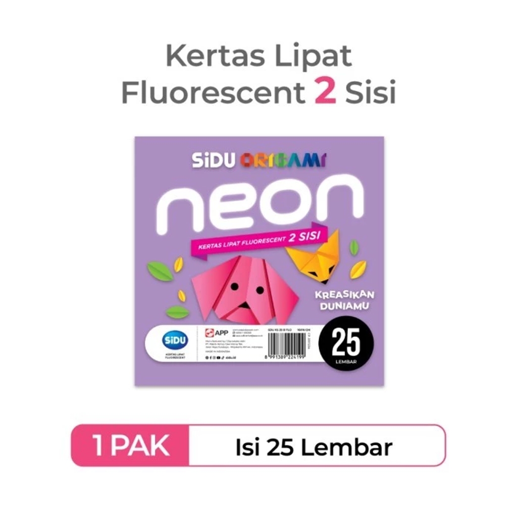 

Kertas Lipat Origami Sidu Sinar Dunia Neon 12x12 | 14x14 16x16 | 20x20 cm Isi 25 Lembar (1PACK)