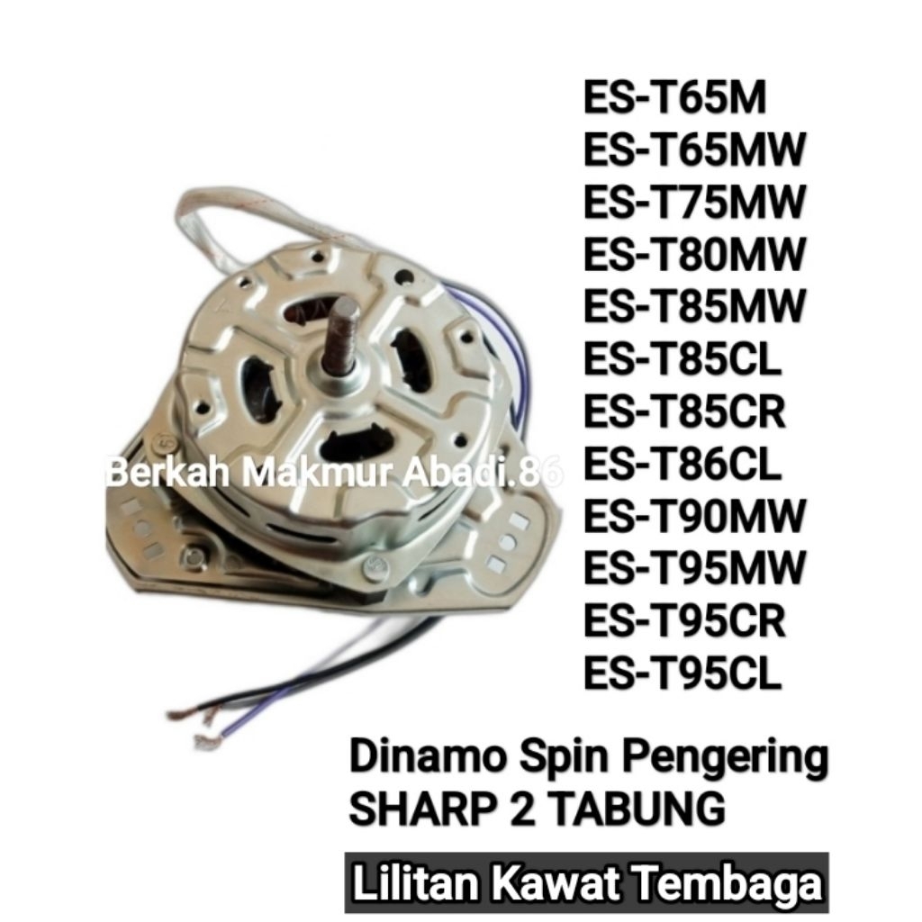 Dinamo Motor Spin Pengering Tembaga Mesin Cuci Sharp Super Aquamagic ES-T65M T65MW T75MW T80MW T85MW