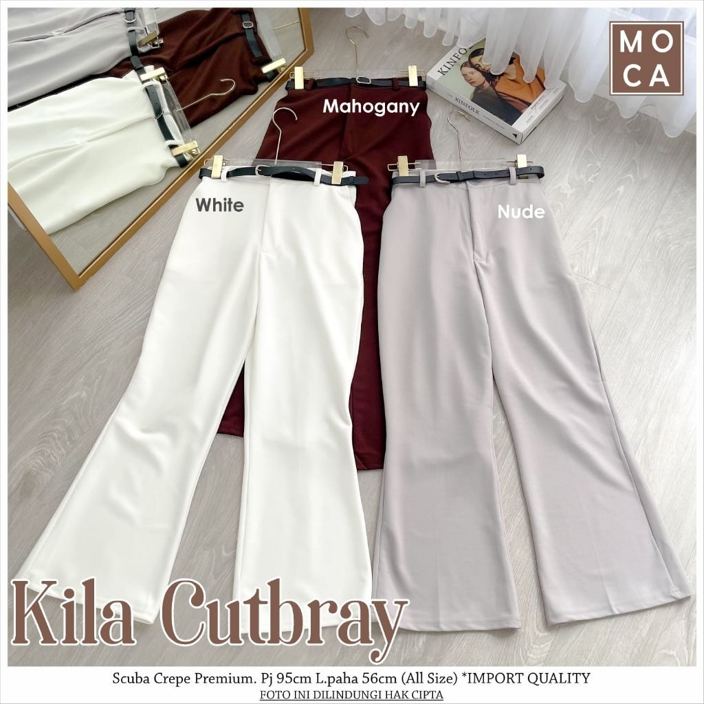 MOCA KOTAK Kila Cutbray Scuba Crepe Premium Celana Kerja Free Belt