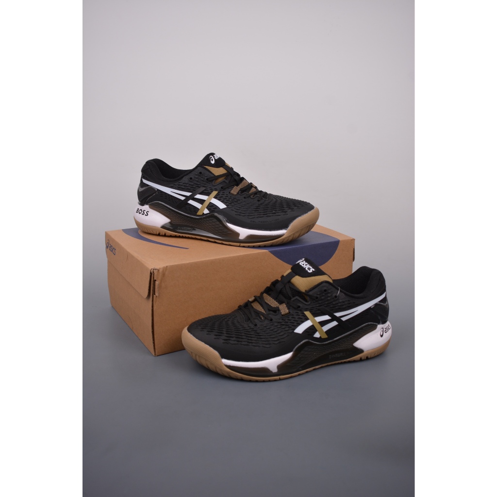 BOSS x Asics Gel Resolution 9 Black Camel (Hugo Boss) (GEL-RESOLUTION) (Sepatu Tenis / Tennis Shoes)