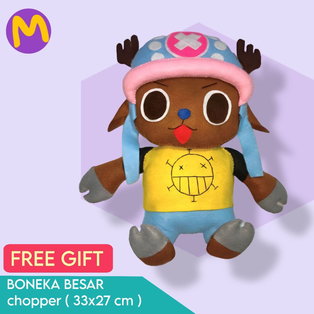 Boneka besar / boneka flanel lucu karakter Chopper (one piece) + BONUS