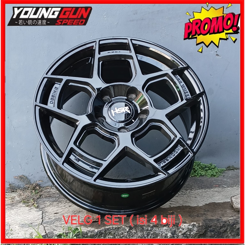 velg mobil  ring 14 hsr DECING DECA r14 lbar 6 lubang 5x114 full black