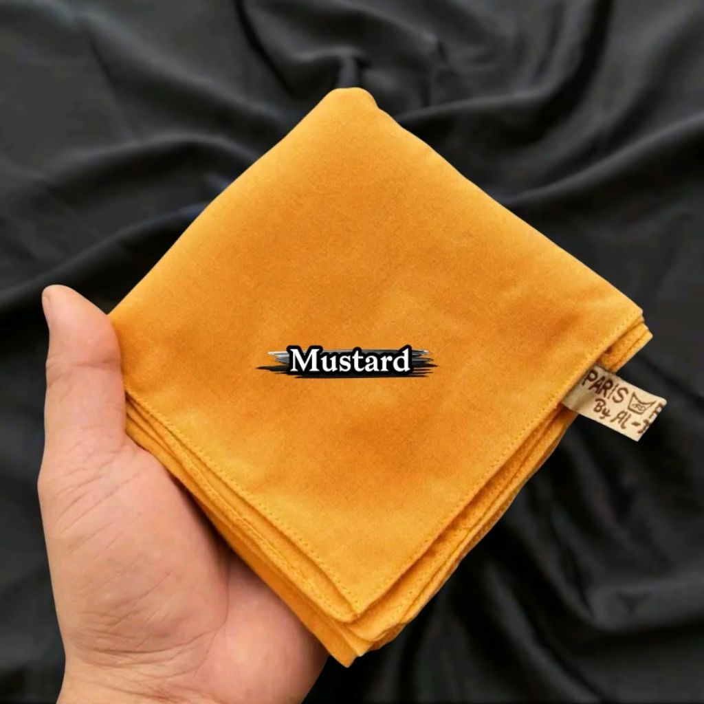 Hijab Segi Empat Paris Premium Asn Pns Warna Kuning Mustard [Ukuran 110×110 Cm]
