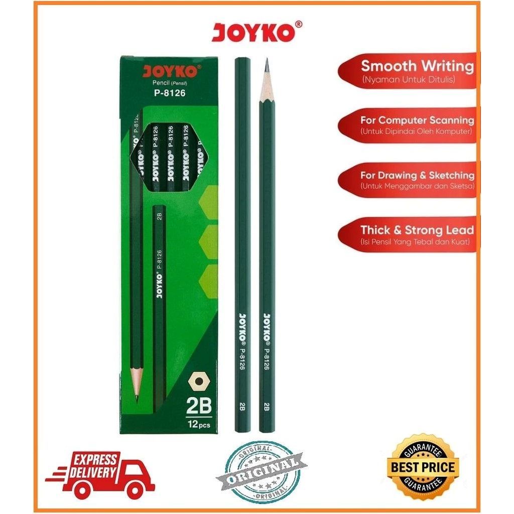 

Pensil Ujian Pencil JOYKO P-8126 2B (12 Pcs) Computer / Pensil Kayu isi 12pc
