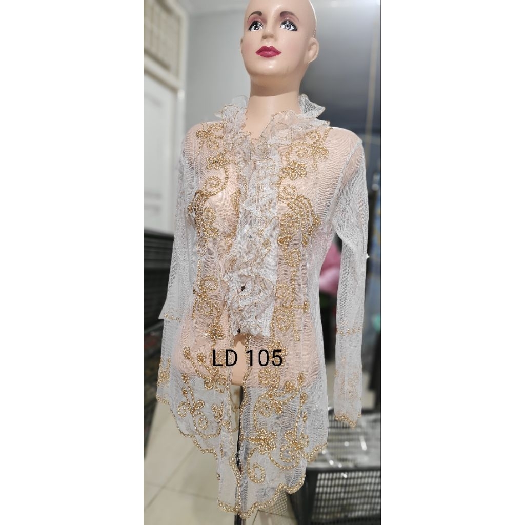 kebaya putih motif gold PL