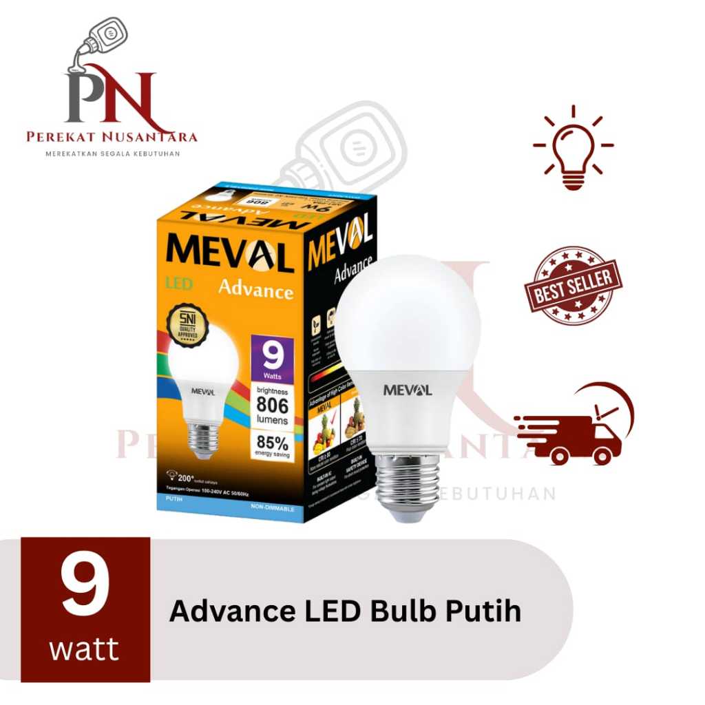 MEVAL Lampu Bohlam LED Bulb Advance 9 Watt / Meval 3 Color 9 Watt