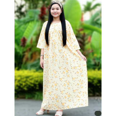 Daster Fuji Motif Bunga Lengan Panjang Bahan Katun Premium Baju ibu Hamil jumbo
