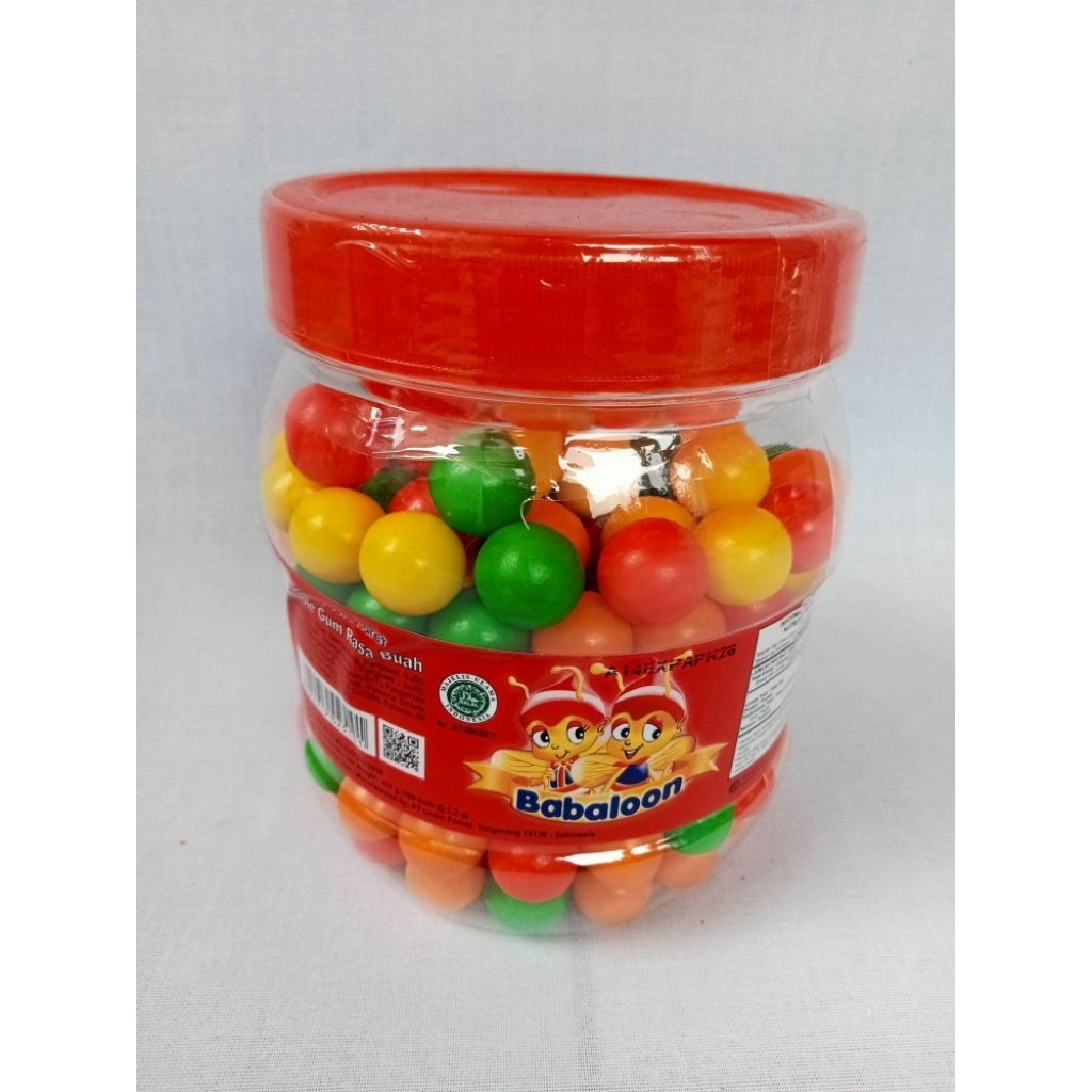 1Toples Permen Karet Babaloon Bulat Warna warni Rasa Buat