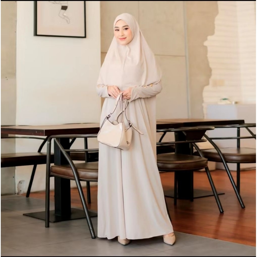 kode A. Rinjani gamis syar'i set Khimar | gamis set hijab terbaru | abaya mewah elegan