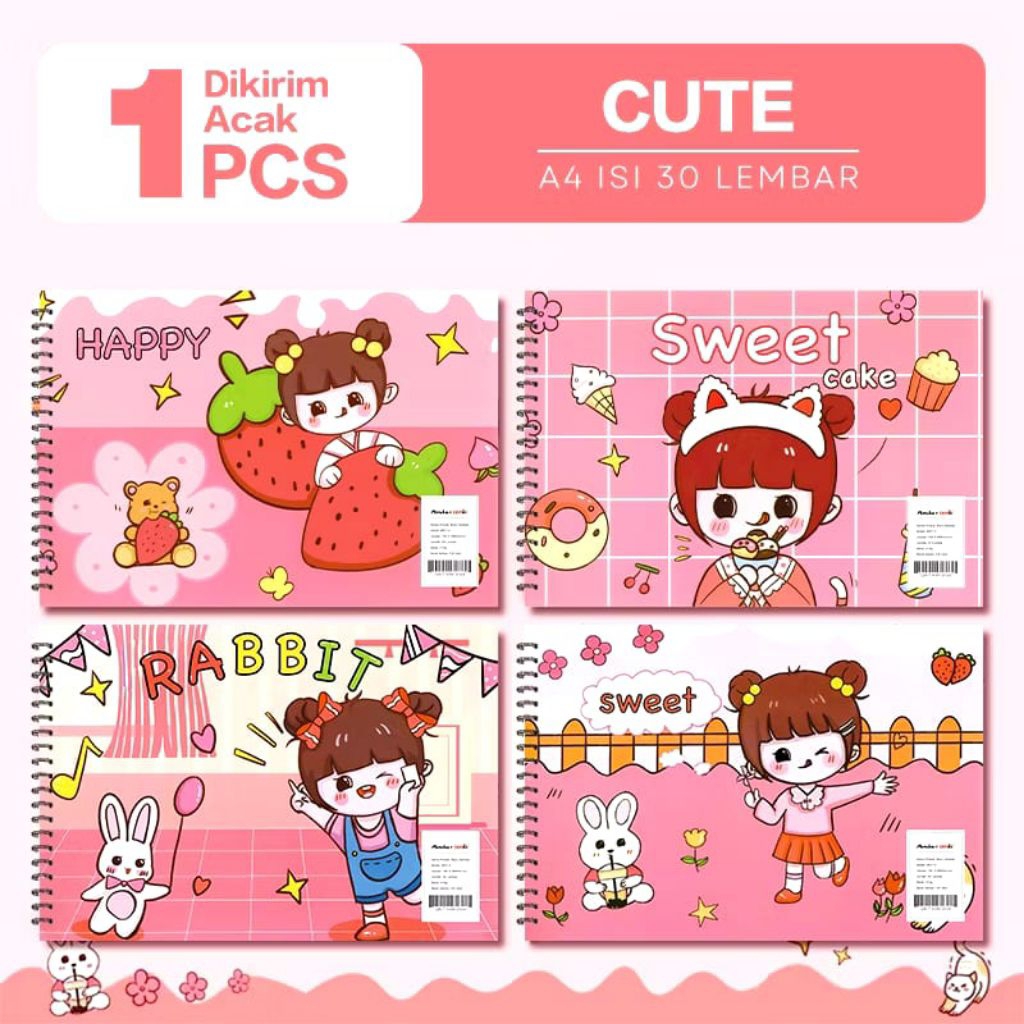 

AC [READY]. Buku Gambar Anak Sketchbook A4 Drawing Book Lucu Tebal Spiral