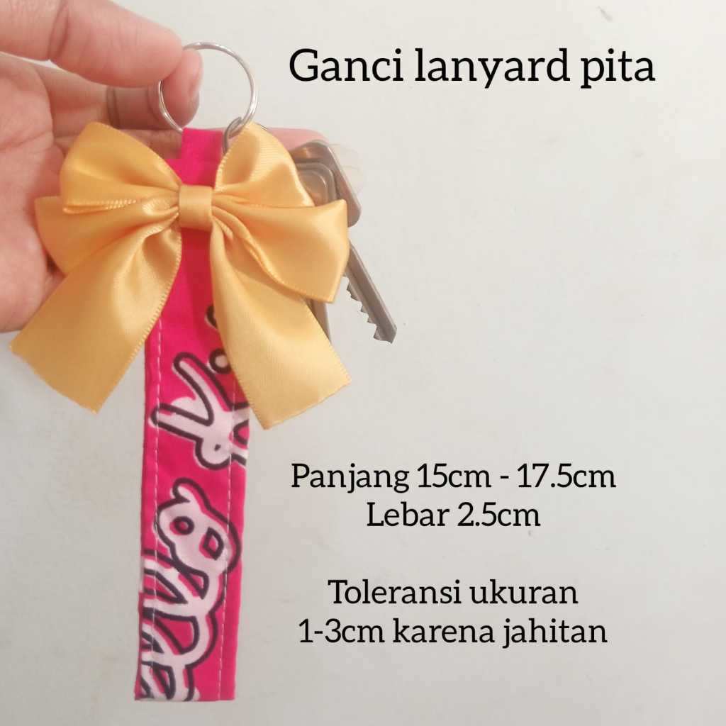 GROSIR Gantungan kunci kain polos & motif ganci tali PITA keychain lanyard tangan tas souvenir kado