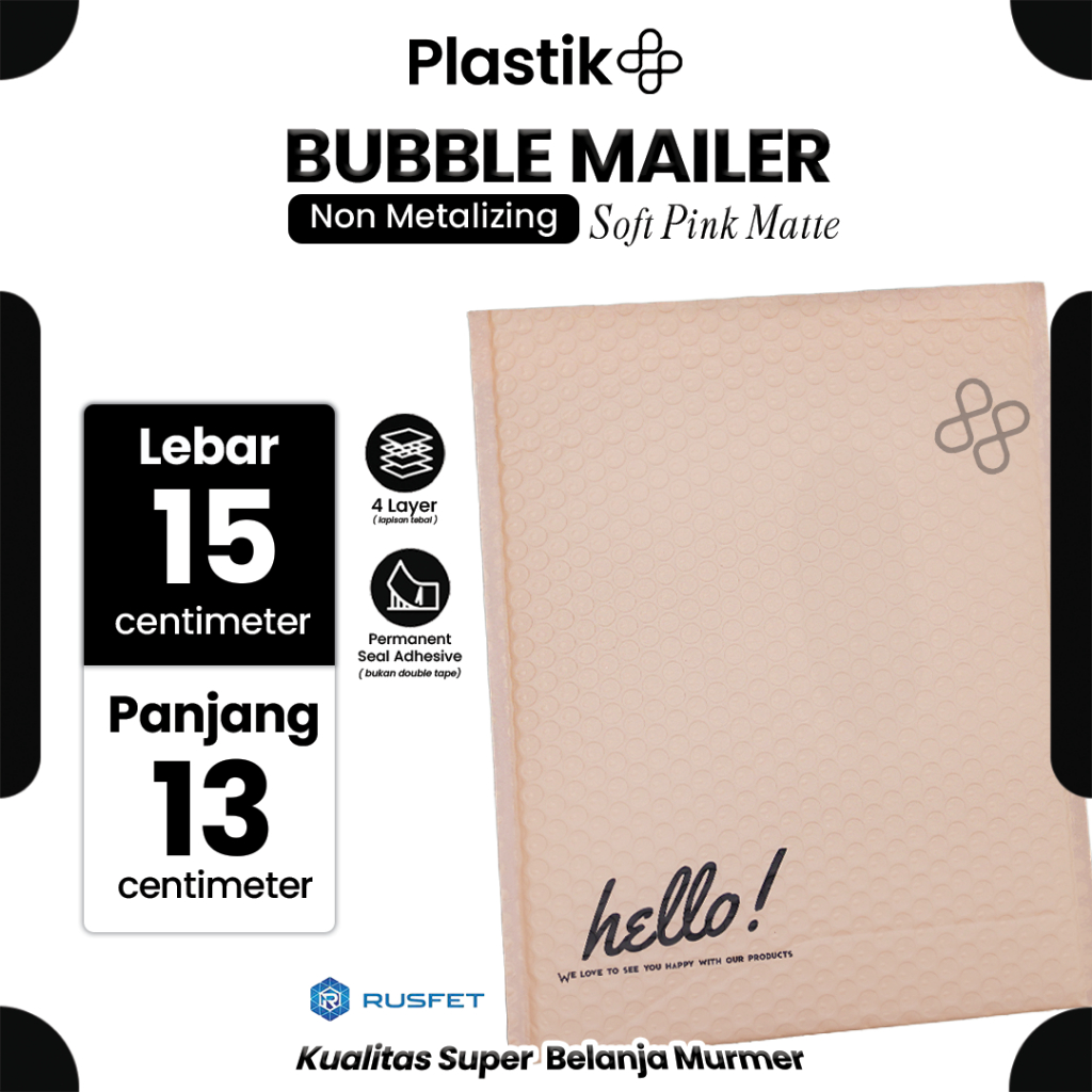 

Amplop Security Bubble Mailer Soft Pink 15cm x 13cm Premium Solid Color Merek Rusfet Harga Satuan